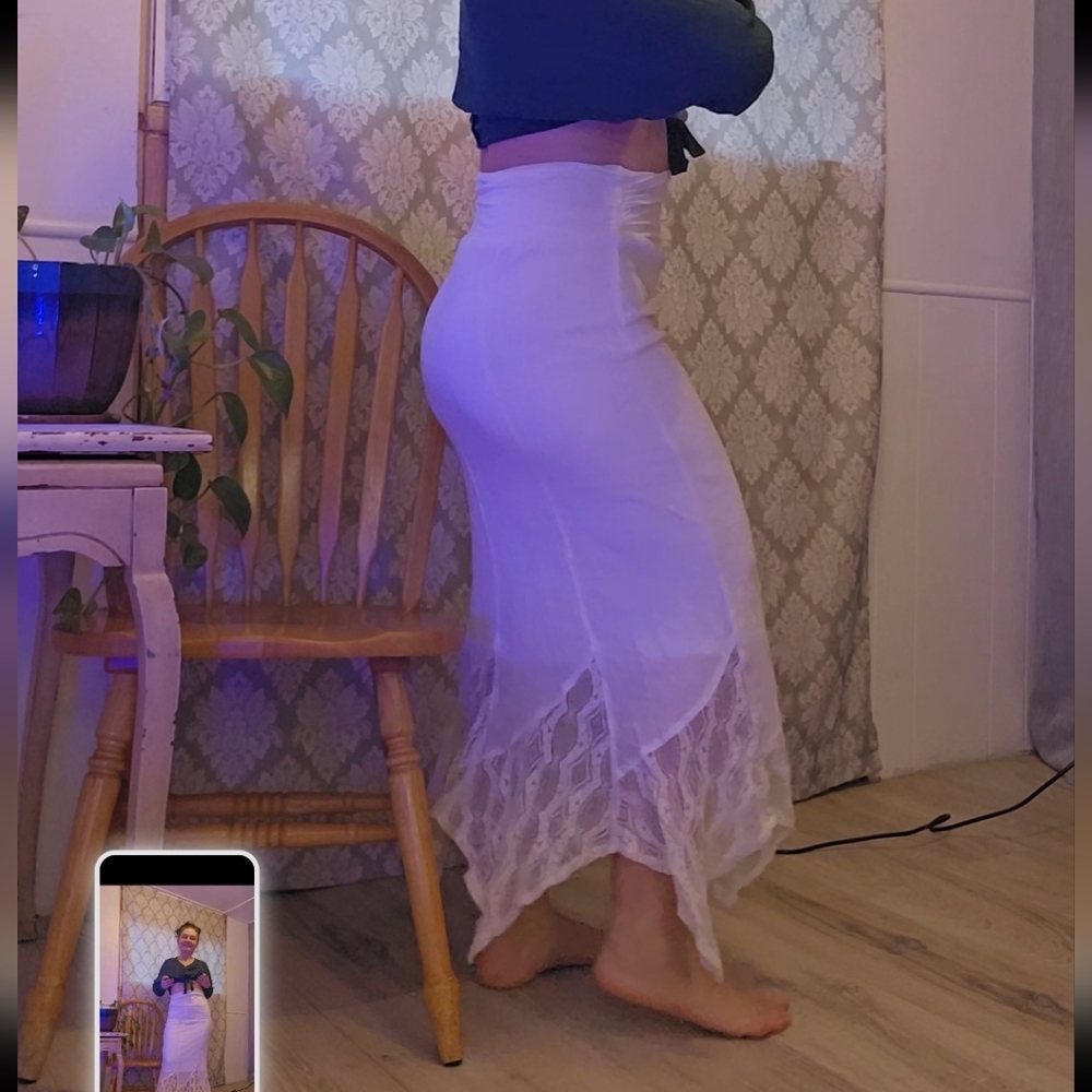 Apt. 9 White Rayon Blend Hippy Skirt With LACE TRIM